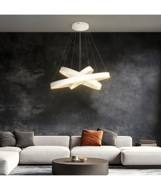 kelvo® VENOM 61189-DECO Μοντέρνο Κρεμαστό Φωτιστικό Οροφής LED 120W 14158lm 120° AC 220-240V IP20 Ρυθμιζόμενο Λευκό CCT με Χειριστήριο από 2700K έως 6000K Dimmable - Lumileds SMD Chip - Λευκό Ματ - Μ80 x Π80 x Υ60cm - 3 Χρόνια Εγγύηση